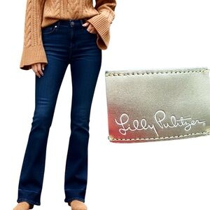 Lilly Pulitzer Jeans Women's South Ocean Dark High Rise Bootcut Sz 0 Blue Flare